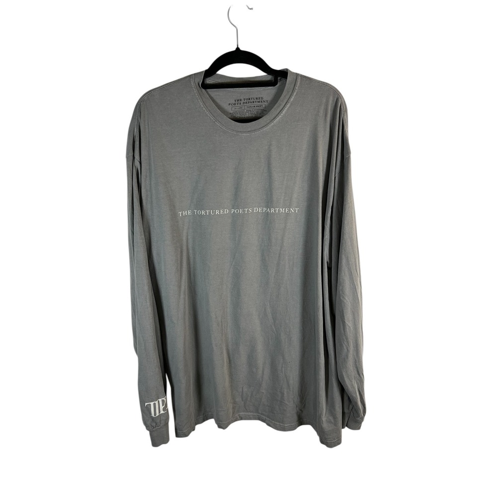 Taylor Swift The Tortured Poets‎ Department TTPD Long Sleeve Grey Shirt 2XL
